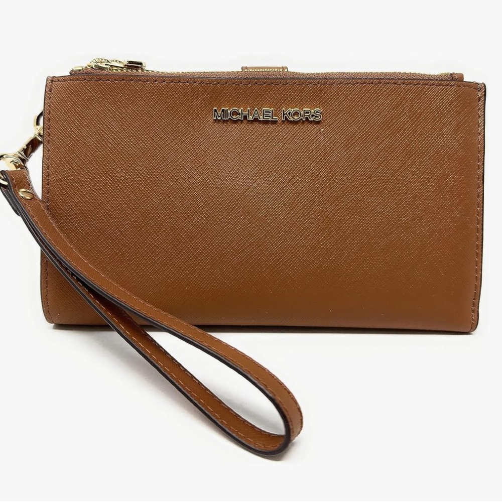 Michael Kors Brown double zipper wallet- never used!